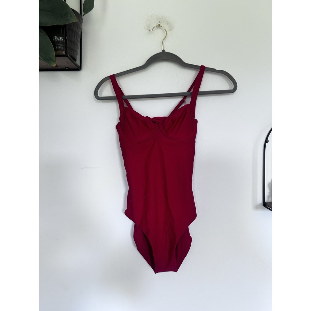 NWT Quince Cherry Red Italian Underwire One Piece Swimsuit Size XS